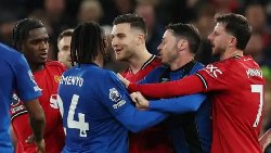 Man United fans show their anger towards the referee after Bournemouth star Semenyo escapes red card